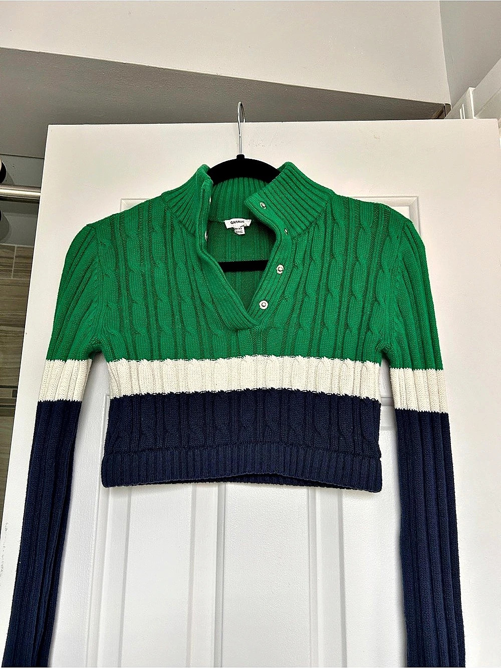 Garage Color Block Sweater Green & Blue Size XS Like New
